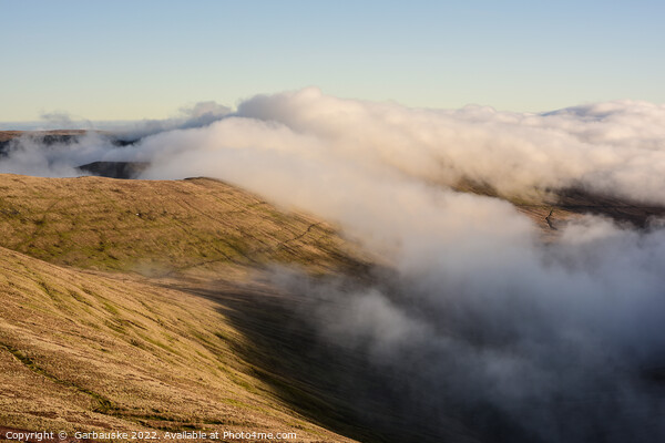Cloudy view from Pen y Fan, Brecon Beacons Picture Board by  Garbauske