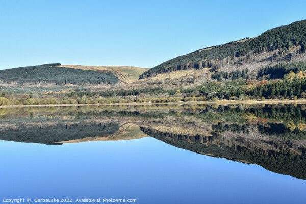 Pontsticill Reservoir Reflections Blue sky  Picture Board by  Garbauske