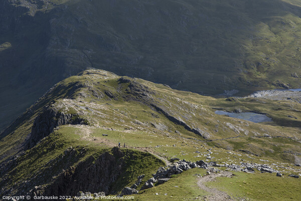 View of the Rhyd Ddu path from the summit of Snowd Picture Board by  Garbauske