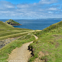 Buy canvas prints of A walking path Pentire coast Cornwall by  Garbauske
