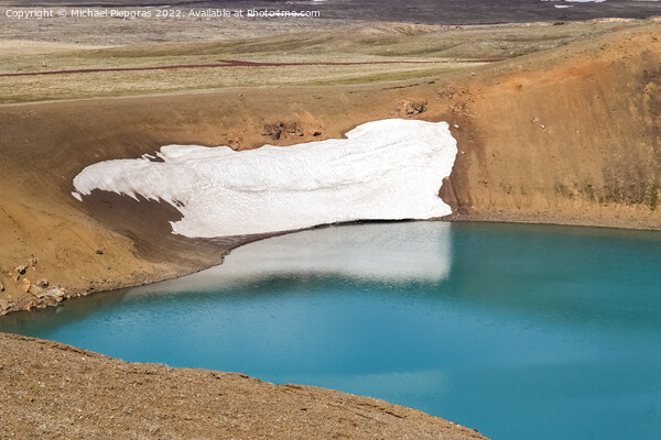 The crystal clear deep blue lake Krafla on Iceland. Picture Board by Michael Piepgras