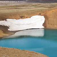Buy canvas prints of The crystal clear deep blue lake Krafla on Iceland. by Michael Piepgras