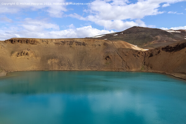 The crystal clear deep blue lake Krafla on Iceland. Picture Board by Michael Piepgras