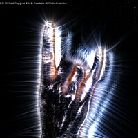 Buy canvas prints of 3D-Illustration of a glowing human female hand with a kirlian au by Michael Piepgras