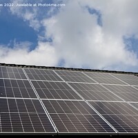 Buy canvas prints of Solar panels producing clean energy on a roof of a residential h by Michael Piepgras