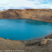 Buy canvas prints of The crystal clear deep blue lake Krafla on Iceland. by Michael Piepgras