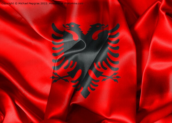 Albania flag - realistic waving fabric flag Picture Board by Michael Piepgras