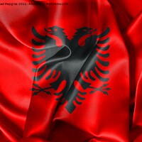 Buy canvas prints of Albania flag - realistic waving fabric flag by Michael Piepgras