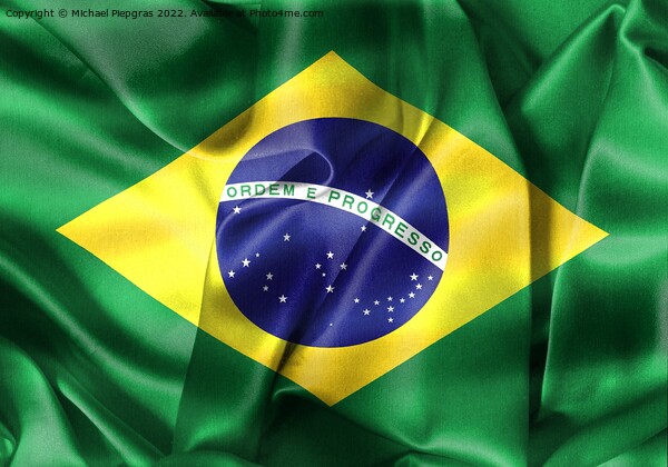 Brazil flag - realistic waving fabric flag Picture Board by Michael Piepgras