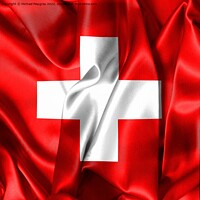 Buy canvas prints of Swiss flag - realistic waving fabric flag by Michael Piepgras