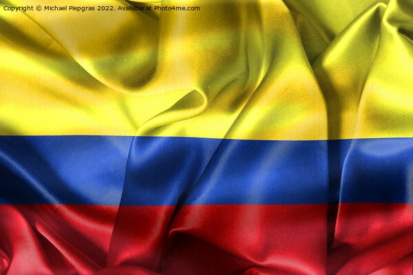 Colombia flag - realistic waving fabric flag Picture Board by Michael Piepgras