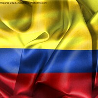 Buy canvas prints of Colombia flag - realistic waving fabric flag by Michael Piepgras