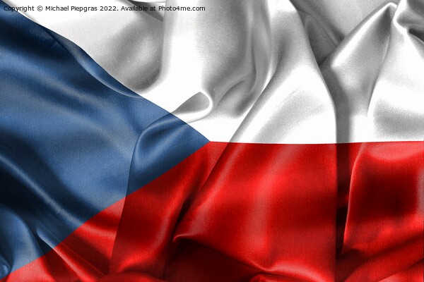 Czechia flag - realistic waving fabric flag Picture Board by Michael Piepgras