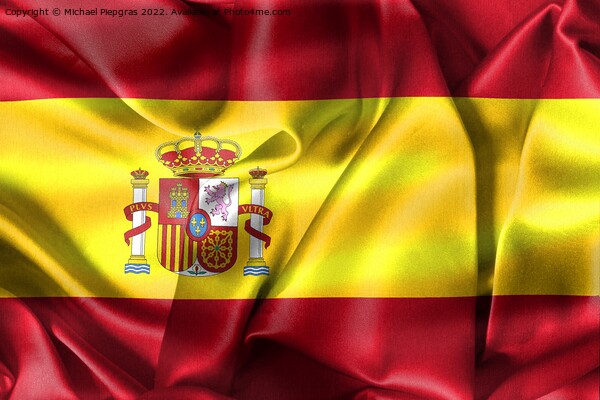 Spain flag - realistic waving fabric flag Picture Board by Michael Piepgras