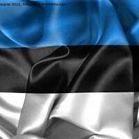 Buy canvas prints of Estonia flag - realistic waving fabric flag by Michael Piepgras
