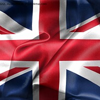 Buy canvas prints of United Kingdom flag - realistic waving fabric flag by Michael Piepgras