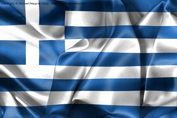 Greece flag - realistic waving fabric flag Picture Board by Michael Piepgras
