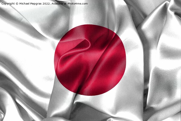 3D-Illustration of a Japan flag - realistic waving fabric flag Picture Board by Michael Piepgras