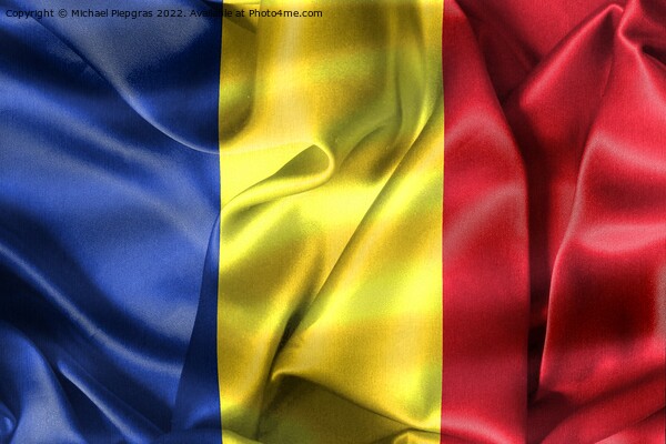 3D-Illustration of a Romania flag - realistic waving fabric flag Picture Board by Michael Piepgras