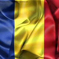 Buy canvas prints of 3D-Illustration of a Romania flag - realistic waving fabric flag by Michael Piepgras