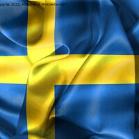 Buy canvas prints of 3D-Illustration of a Sweden flag - realistic waving fabric flag by Michael Piepgras