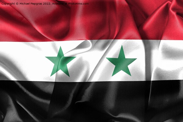 3D-Illustration of a Syria flag - realistic waving fabric flag Picture Board by Michael Piepgras