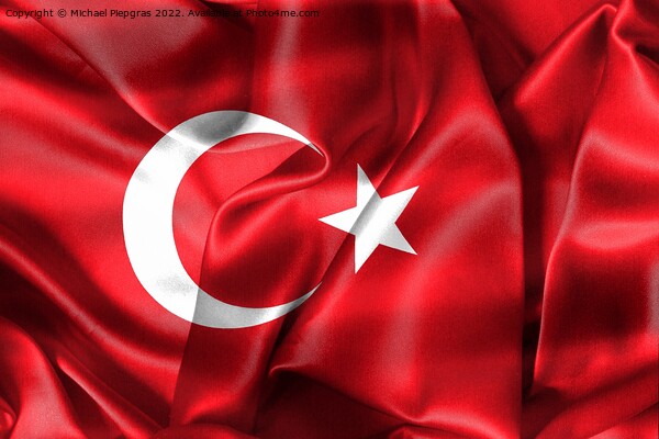 3D-Illustration of a Turkey flag - realistic waving fabric flag Picture Board by Michael Piepgras