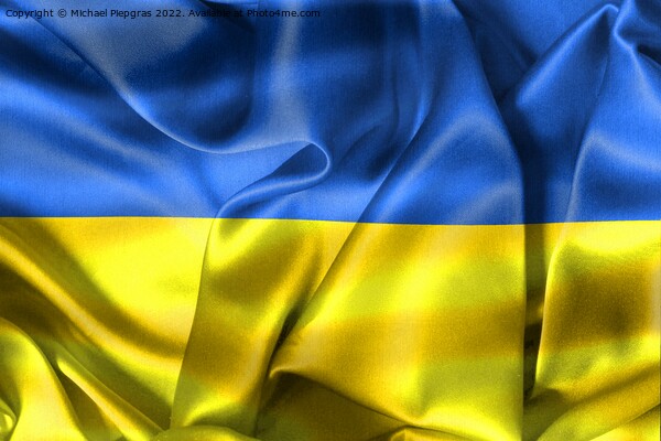 3D-Illustration of a Ukraine flag - realistic waving fabric flag Picture Board by Michael Piepgras