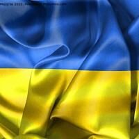 Buy canvas prints of 3D-Illustration of a Ukraine flag - realistic waving fabric flag by Michael Piepgras