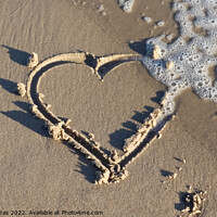Buy canvas prints of A beautiful heart shape painted into the sand of a baltic sea be by Michael Piepgras