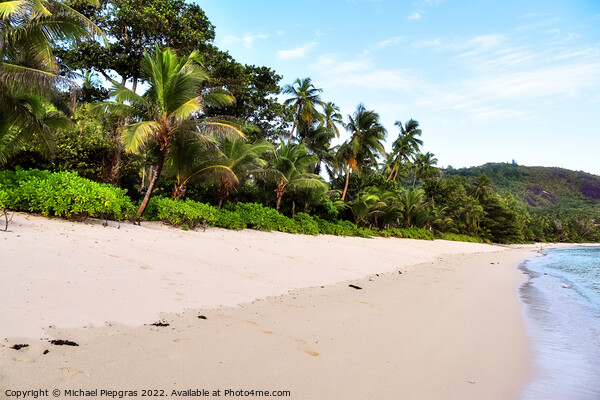 Sunny day beach view on the paradise islands Seychelles Picture Board by Michael Piepgras
