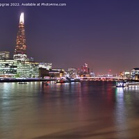 Buy canvas prints of View at the River Thames in the city of London at night by Michael Piepgras