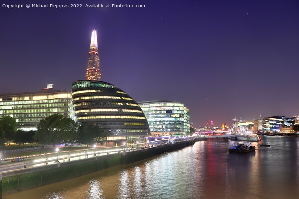 View at the River Thames in the city of London at night Picture Board by Michael Piepgras