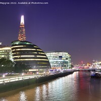 Buy canvas prints of View at the River Thames in the city of London at night by Michael Piepgras
