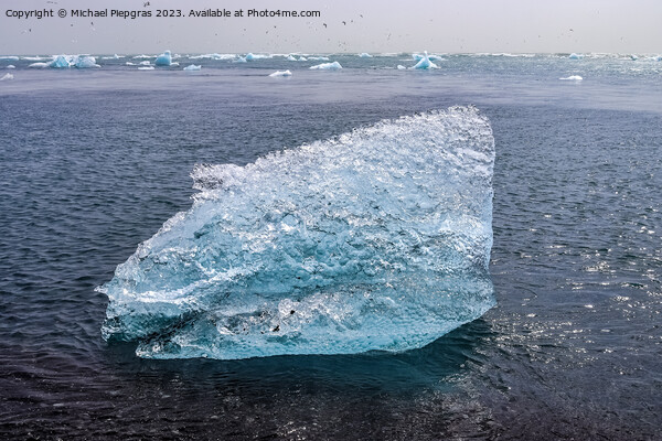 Diamond Beach in Iceland with blue icebergs melting on black san Picture Board by Michael Piepgras