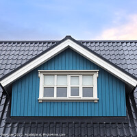 Buy canvas prints of Roof window in velux style with roof tiles - icelandic architect by Michael Piepgras