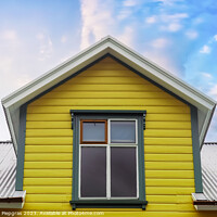 Buy canvas prints of Roof window in velux style with roof tiles - icelandic architect by Michael Piepgras