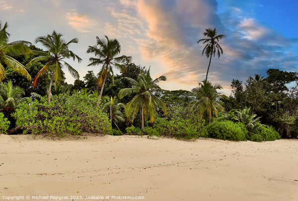 Sunny day beach view on the paradise islands Seychelles Picture Board by Michael Piepgras