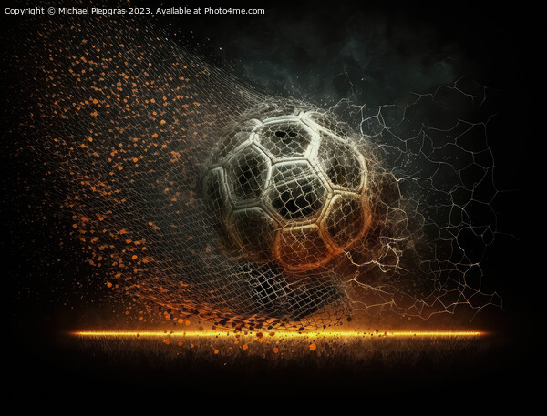 A football made of fire flies towards a football goal created wi Picture Board by Michael Piepgras