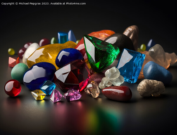 Many different coloured gemstones on a dark table created with g Picture Board by Michael Piepgras