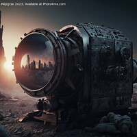 Buy canvas prints of Reflection of an apocalyptic city on the lens of a camera create by Michael Piepgras