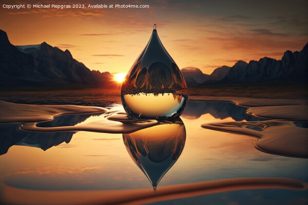 A large drop of water falls into a water surface in the sunset c Picture Board by Michael Piepgras