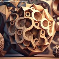 Buy canvas prints of The beauty of mathematics - wooden geometric shapes created with by Michael Piepgras