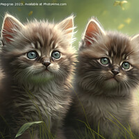 Buy canvas prints of Two very cute kittens playing in the green grass in the sunshine by Michael Piepgras