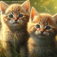 Buy canvas prints of Two very cute kittens playing in the green grass in the sunshine by Michael Piepgras
