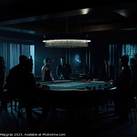 Buy canvas prints of A dark room with the silhouettes of people gambling created with by Michael Piepgras