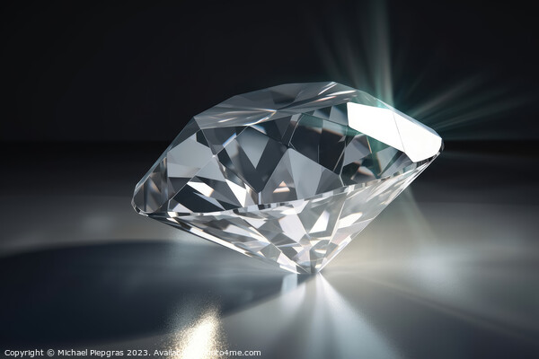 A large diamond on a light background with caustic light created Picture Board by Michael Piepgras