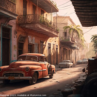 Buy canvas prints of A Street in a town in a cubanic look with a lot of old rusty car by Michael Piepgras