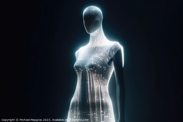 An Elegant Dress Made of Fibre Optic Cables on a Mannequin creat Picture Board by Michael Piepgras