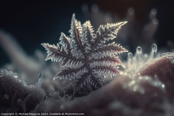 Very beautiful ice crystals in close-up against a soft winter ba Picture Board by Michael Piepgras